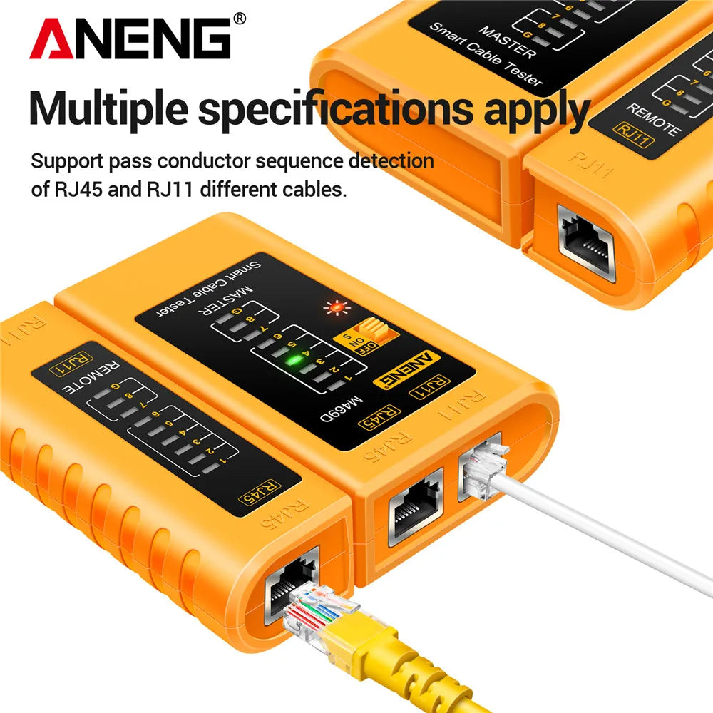 Professional Network Cable Tester M469D — RJ45/RJ11/RJ12 CAT5 UTP LAN Analyzer for Networking & Repair