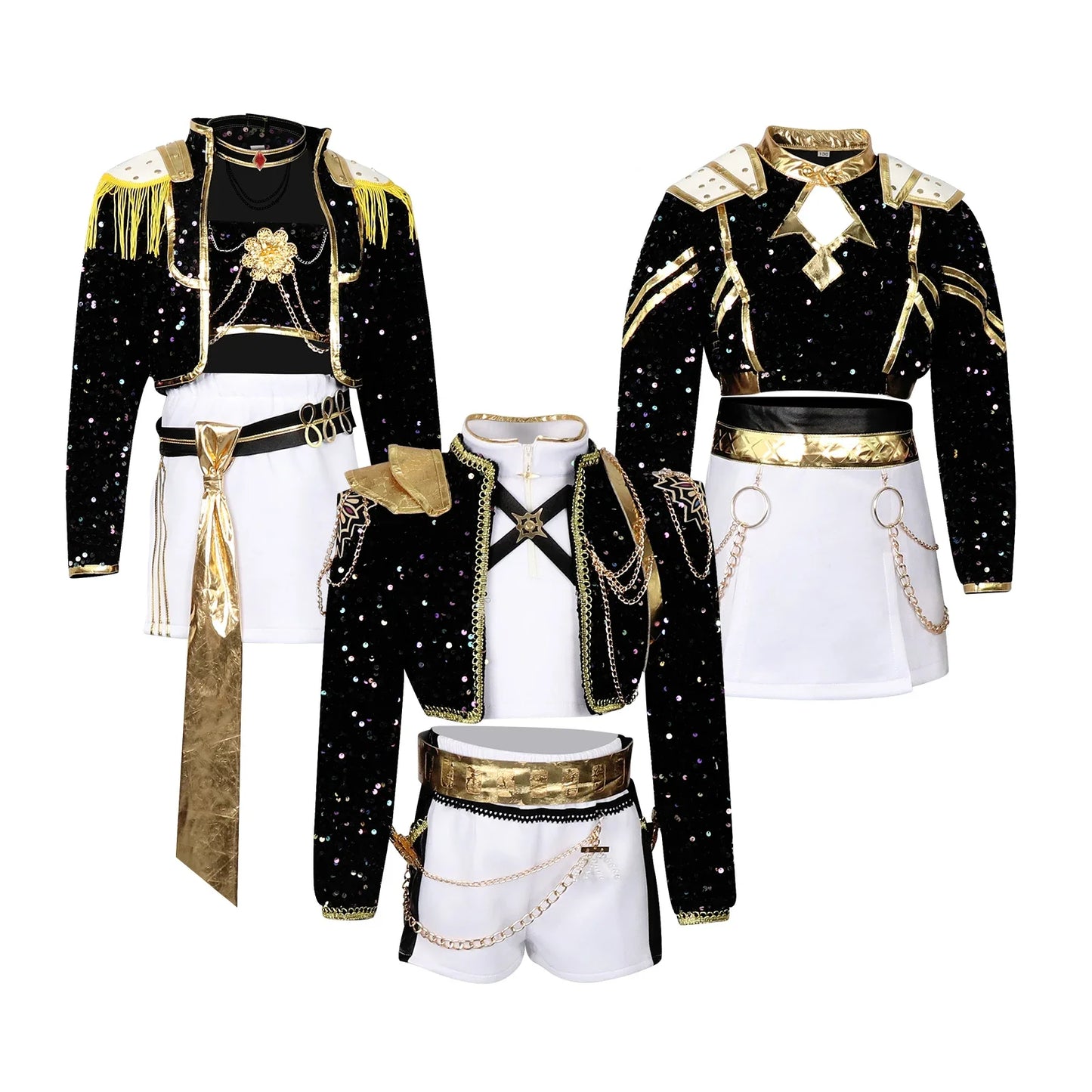 Kids Cosplay Costume – Black & Gold Idol Role-Playing Outfit for Girls