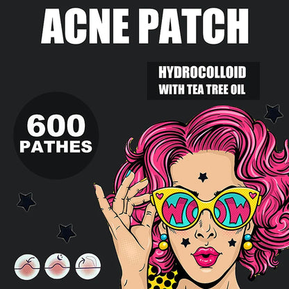 300/600/1200pcs Star Pimple Patches – Colorful Invisible Acne Spot Stickers for Skin Care and Face Concealer