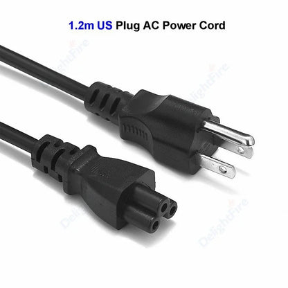 US Plug Power Cord – 3 Pin Prong C5 Cloverleaf Cable, 1.2m/4ft for AC Adapters, Laptop & Notebook