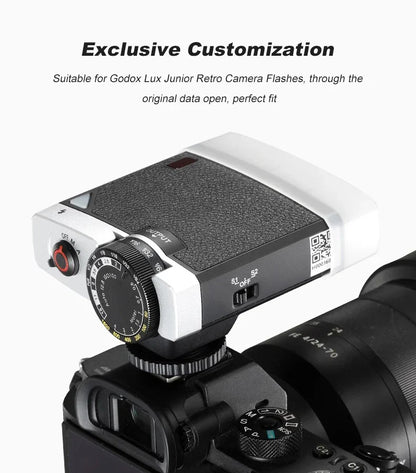 Godox Lux Junior Retro Speedlite — Flash with White, Yellow & Blue Diffuser Softbox