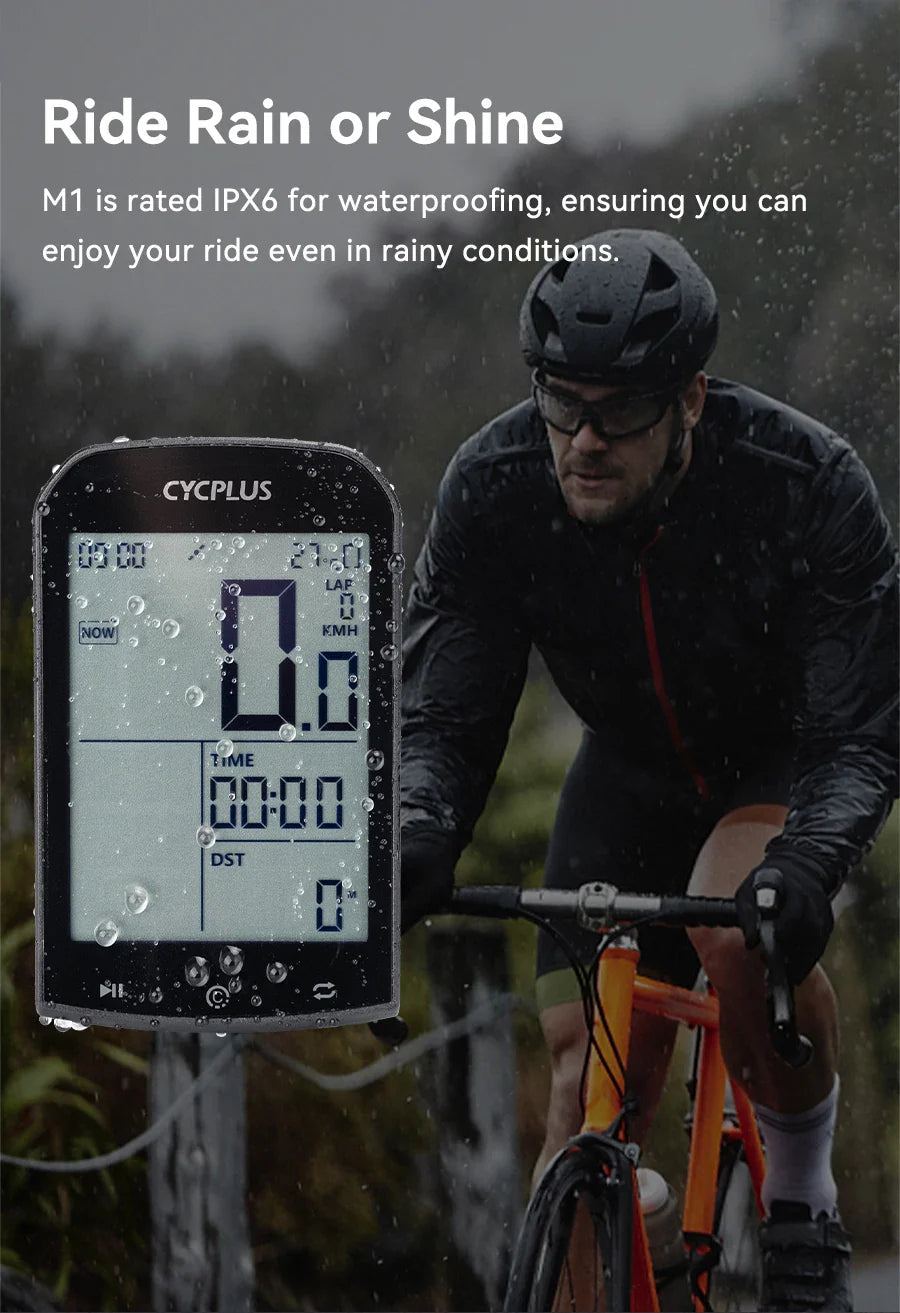 CYCPLUS M1 GPS Bicycle Computer - Bluetooth 5.0 & ANT+ Cycling Speedometer | Speed Meter Compatible with Garmin Zwift | Bike Accessories