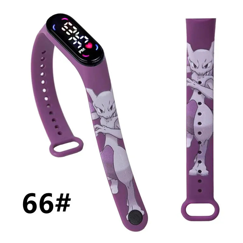 Pokemon Kids LED Watch — Pikachu Digital Anime Silicone Wristband with Puzzle Gift Box, Creative Birthday Gift