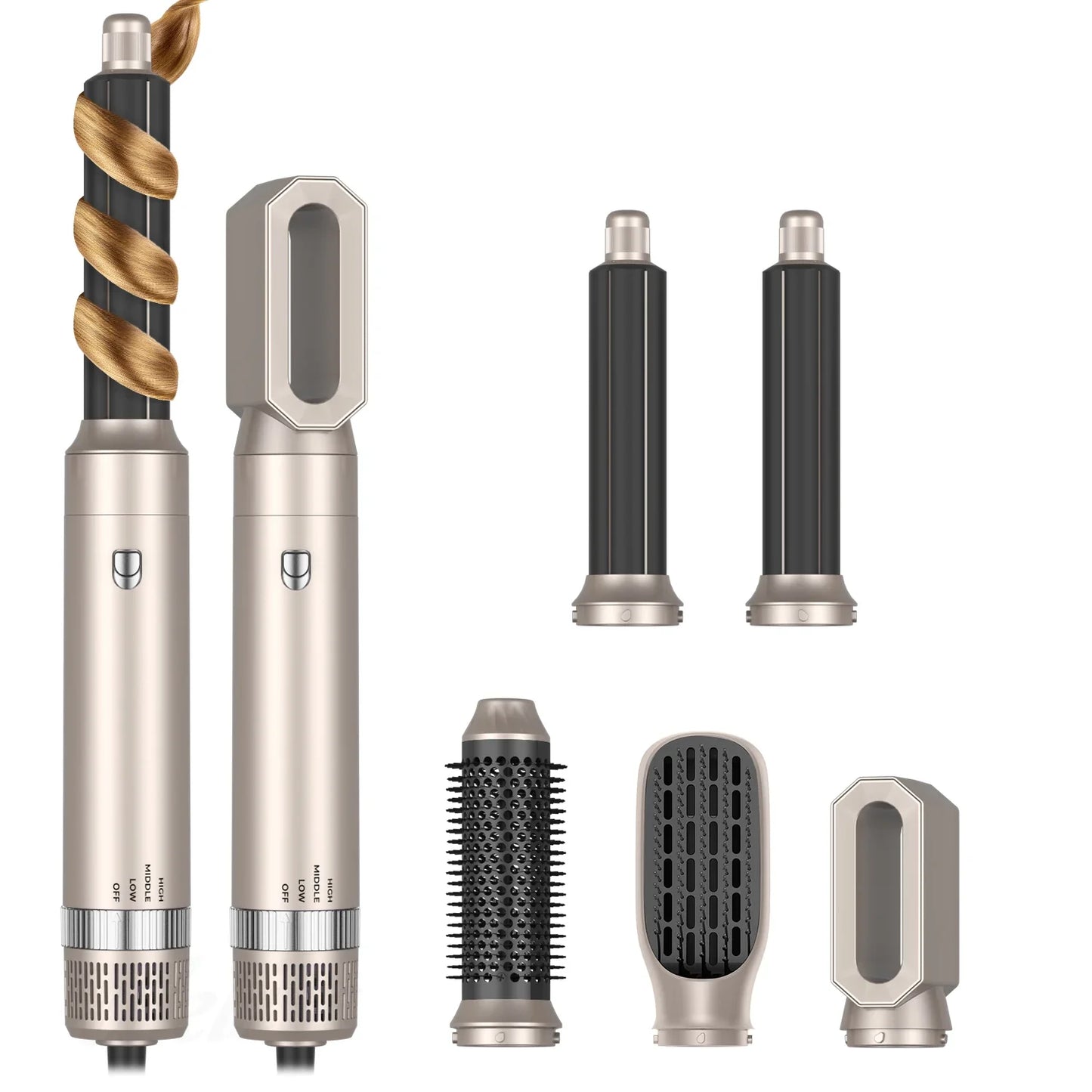 5 in 1 Hair Dryer Brush Set – Electric Hot Air Straightener & Rotating Curling Iron for Professional Multi-Styling
