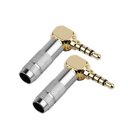 3.5mm 90° Right Angle Audio Adapter Plug – Gold Soldered Earphone Connector, 1/8" 3/4 Pole Headphone Jack