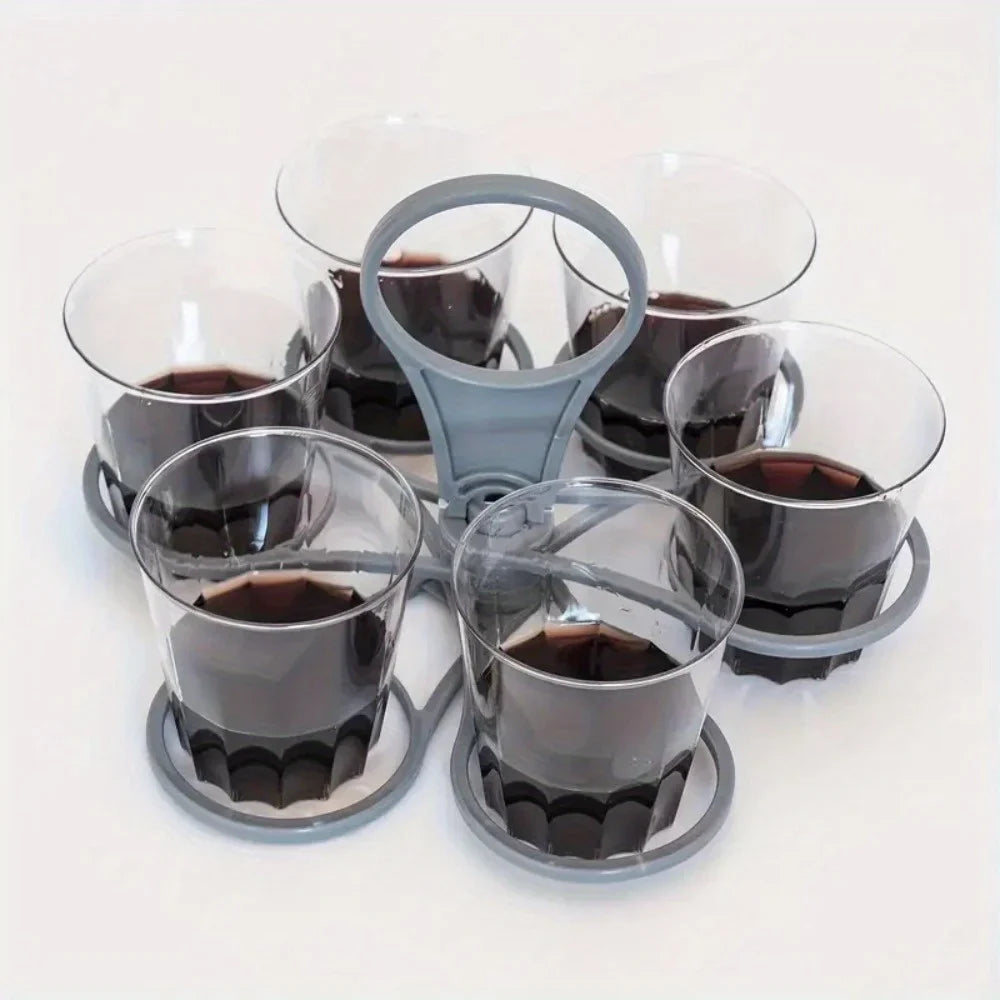 Portable 6-Slot Folding Drink Holder Tray with Handle – Reusable Beverage Carrier for Picnics, Parties & Outdoor Use (1/2 Pack)