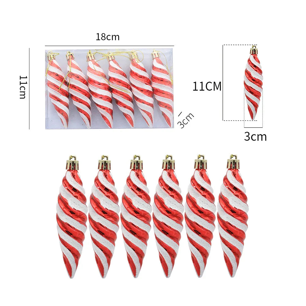 Christmas Candy Decorations – Red & Gold Candy Canes and Pine Cones for Xmas Tree and Home Decor 2025
