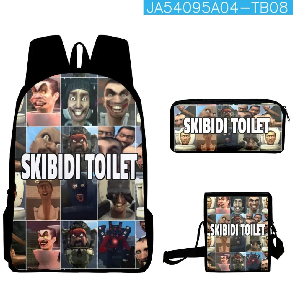 Skibidi Toilet School Backpack for Kids - Primary and Secondary Students Shoulder Bag with Pencil Case