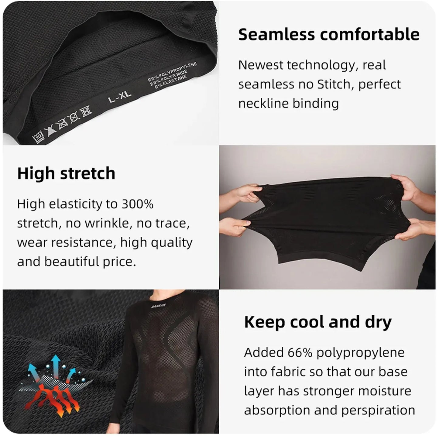 DAREVIE Cycling Base Layer - Seamless Compression Full Sleeve Underwear, Breathable MTB & Road Bike Vest (2023)