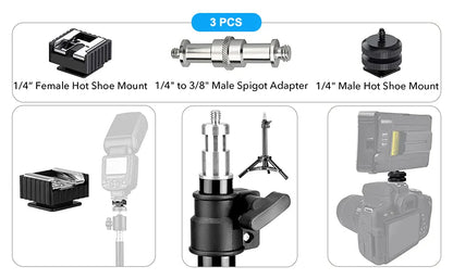 26PCS Camera Screw Mount Set – 1/4" & 3/8" Threaded Converter Adapters with Flash Shoe Mount