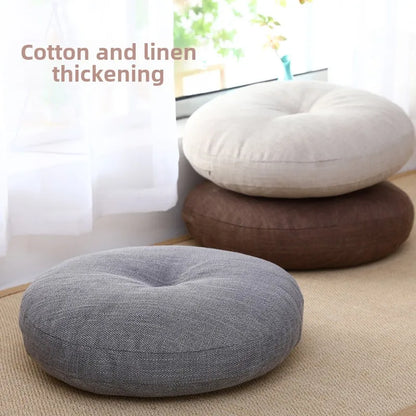 40cm Linen Seat Cushion – Soft Cotton Filled Thickened Circular Pillow for Sofa, Balcony, Office Chair & Car Seat