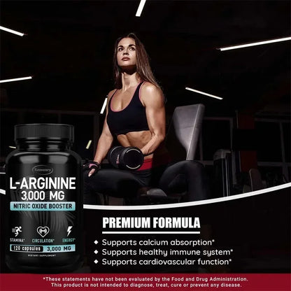 L-Arginine Supplement – Boost Energy, Strength & Endurance, Vascular Support for Exercise & Muscle Health