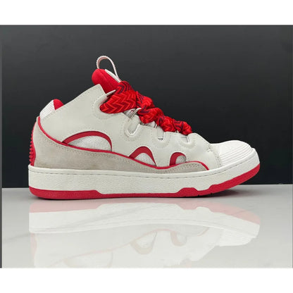 Unisex Leather Lace-Up Sneakers - Retro Casual Sports Shoes with Dad Shoe Style