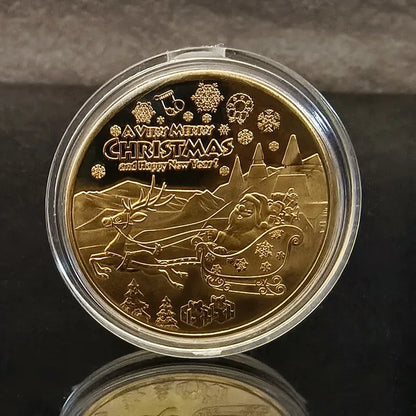 Merry Christmas Wishing Coin – Metal Commemorative Gift for Kids Xmas Eve Holiday Present