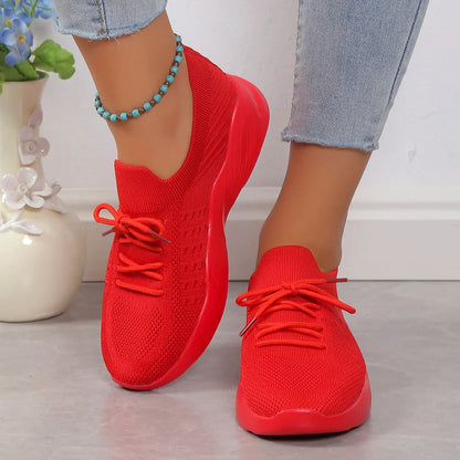 Summer Women’s Mesh Sneakers – Breathable Lace-Up Casual Shoes, Platform Sport Tennis Shoes