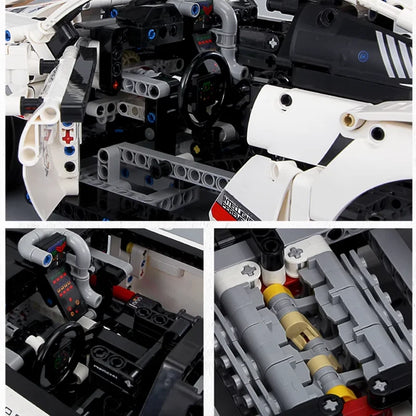 1580-Piece RC 911 RSR Racing Car Building Blocks Kit — LED Lights, Motorized Sport Car MOC 42096