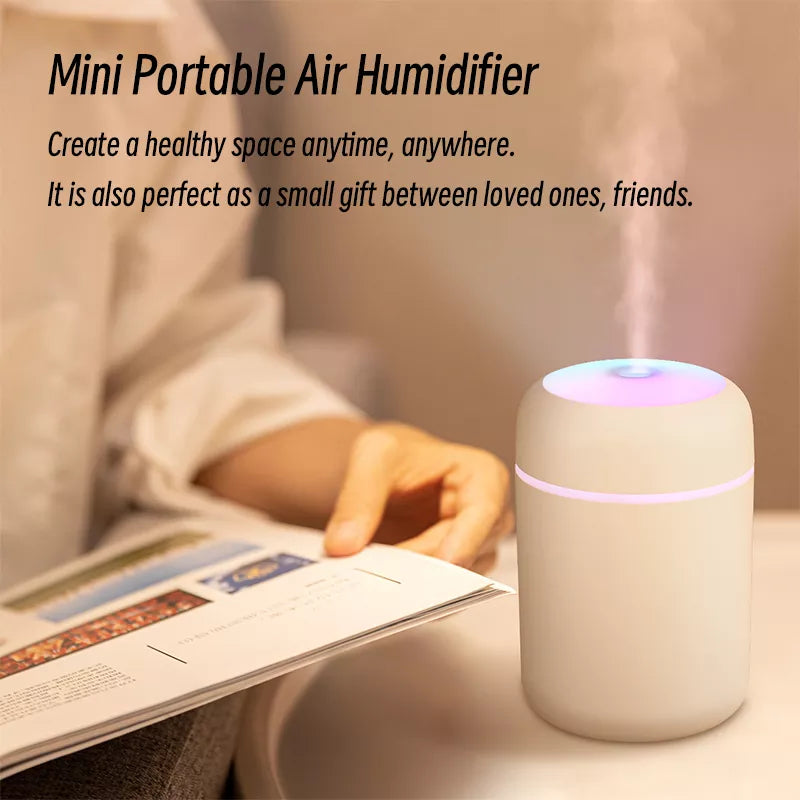 300ml H2O Portable Mini USB Air Humidifier: Compact Aroma Diffuser with Cool Mist for Bedroom, Home, Car, and Plant Purification