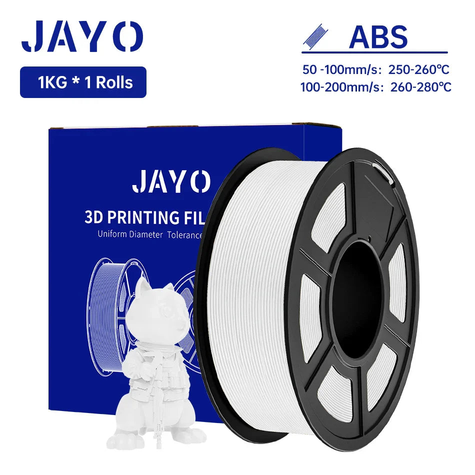 JAYO ABS 3D Printer Filament 1.75mm – High Toughness 1KG/Roll, Available in 1/2/3/5/10 Rolls