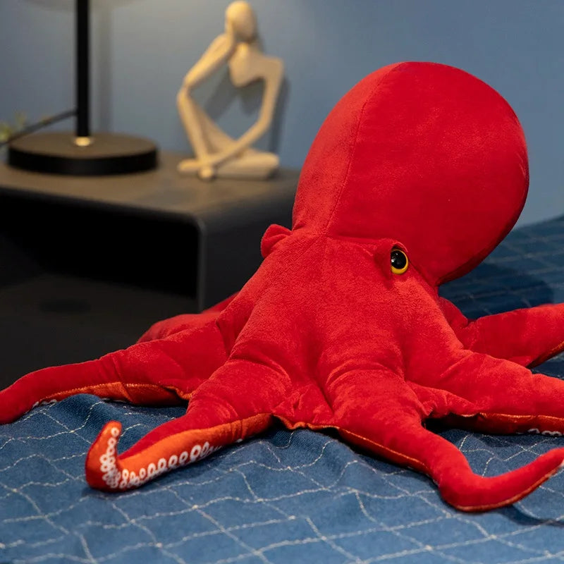 Lifelike Octopus Plush Toy — 40-75cm Red Stuffed Sea Animal Doll for Kids Gifts