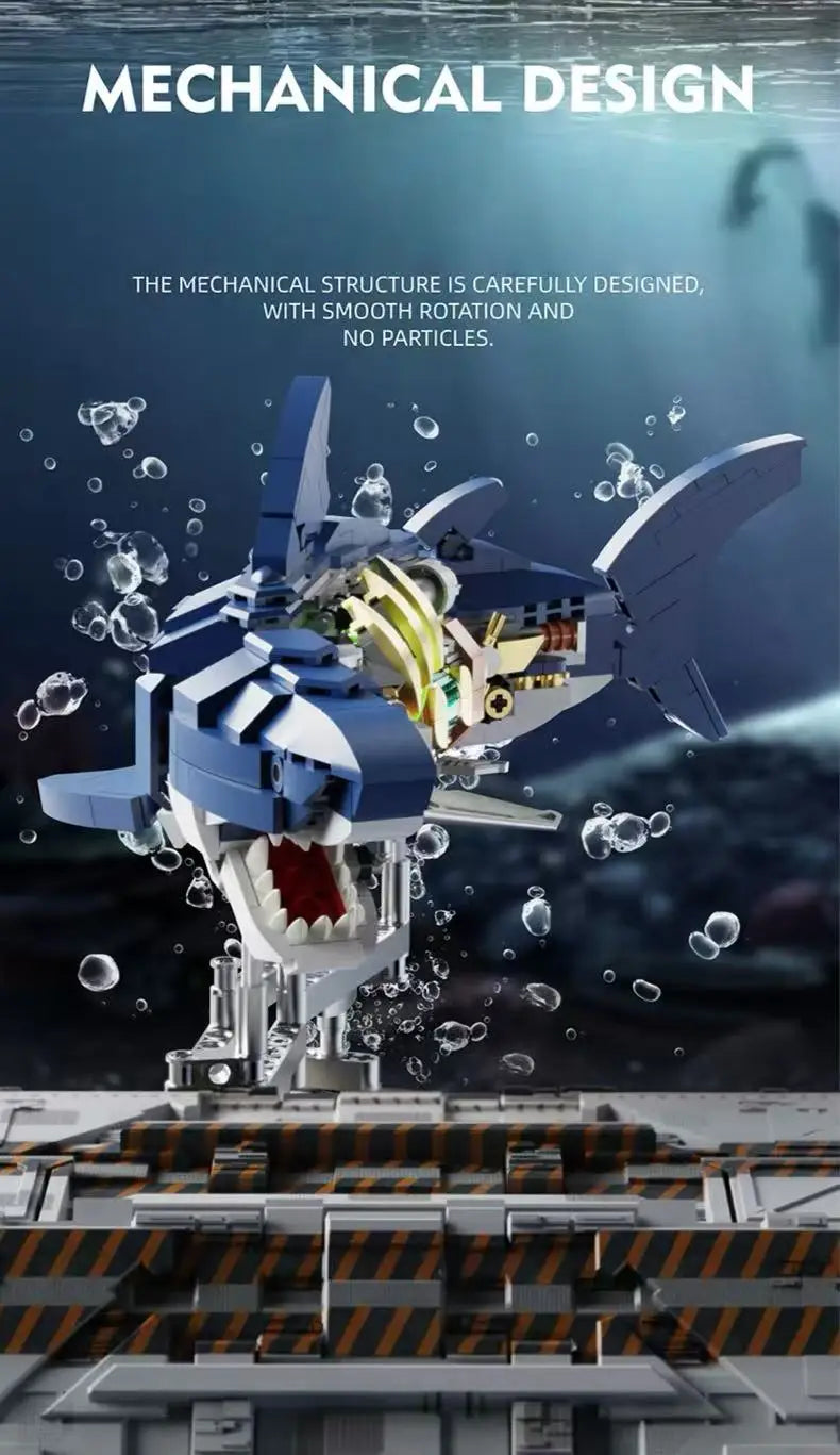 Mechanical Animal Building Blocks – T-Rex, Whale, Parrot, Devil Ray & Shark Model with Lights for Kids & Adults