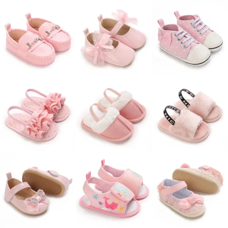 Baby Girls’ Pink Walking Shoes - Comfortable First Shoes for 0–12 Months, Spring & Autumn Footwear