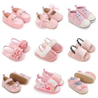 Baby Girls’ Pink Walking Shoes - Comfortable First Shoes for 0–12 Months, Spring & Autumn Footwear
