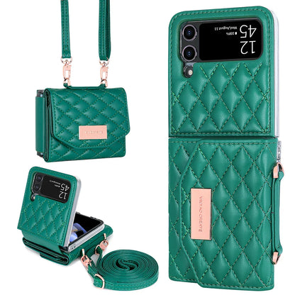 VIETAO Leather Wallet Phone Case with Crossbody Strap — Pink Purse Case for Samsung Galaxy Z Flip 3/4/5/6/7