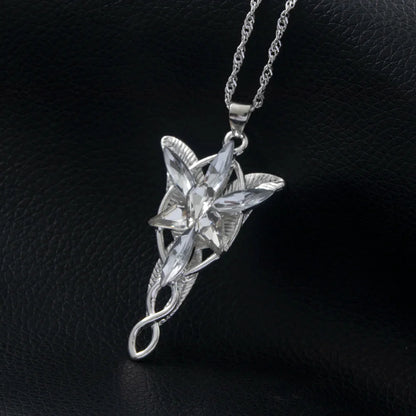 Lord of the Rings Arwen Evenstar Necklace – Elf Princess Crystal Pendant Choker Jewelry Gift for Women