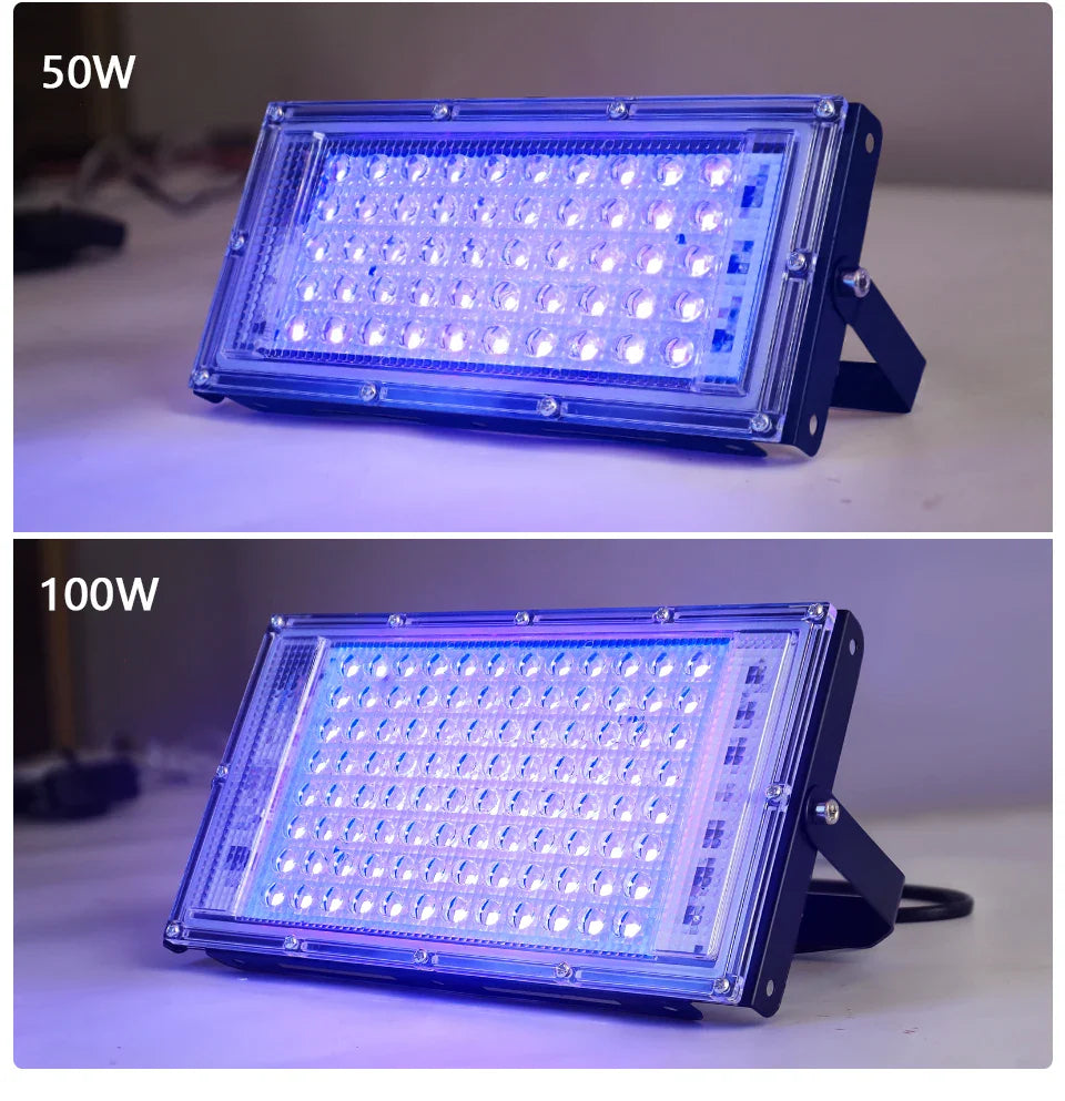 395nm-400nm LED UV Floodlight — 50W/100W 220V Waterproof Ultraviolet Stage Blacklight for Disco & Party