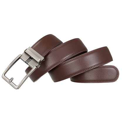 Genuine Leather Men's Click Belt – Luxury Designer Automatic Buckle for Jeans, High-Quality Waist Strap