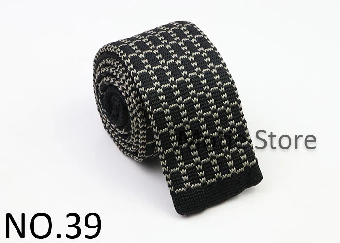 Classic Knit Neck Tie for Men — 6cm Plaid & Dots Casual Business Wedding Tie