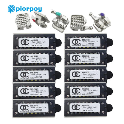 PIORPOY Dental Braces Kit – Orthodontic Metal Brackets MIM Monoblock Roth MBT 022 018 with Hooks for Teeth Treatment