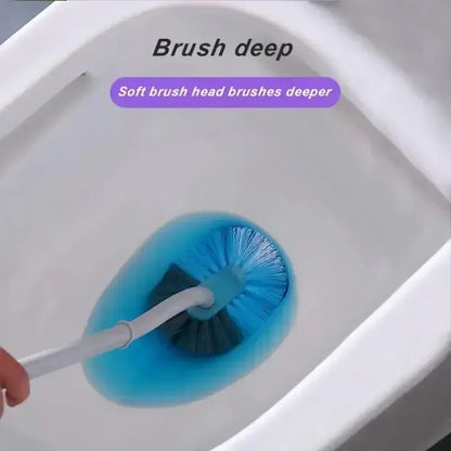 S Shaped Toilet Brush - Wall Mounted 360° Bathroom Cleaning Brush with Long Handle Soft Bristles