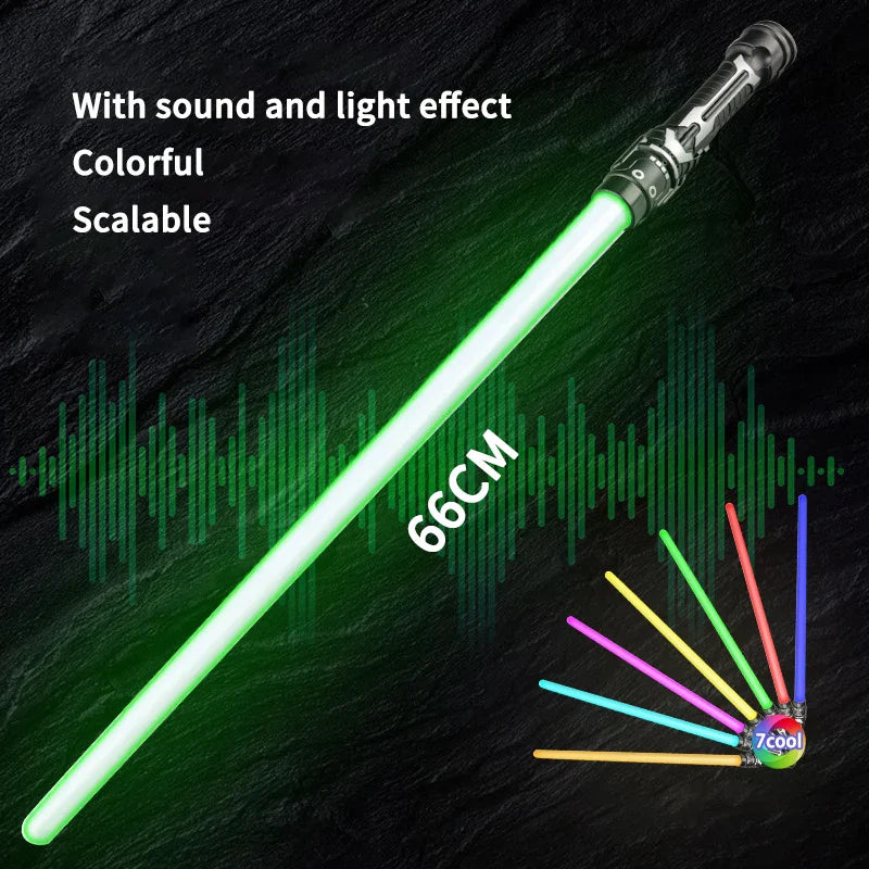 Colorful Glowing Laser Sword Toy – Red & Blue Double Saber with Music & Flashing Lights