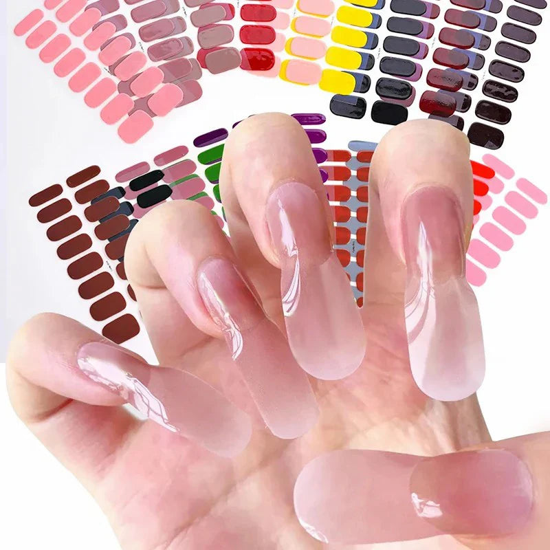 DIY Gel Nail Stickers: Long-Lasting Solid Color Nail Strips - Full Cover Decal Slider Sticker for Nail Manicure