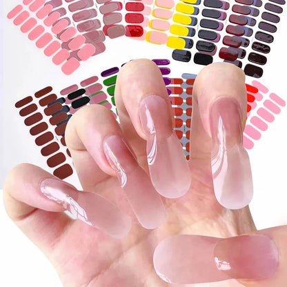 DIY Gel Nail Stickers: Long-Lasting Solid Color Nail Strips - Full Cover Decal Slider Sticker for Nail Manicure