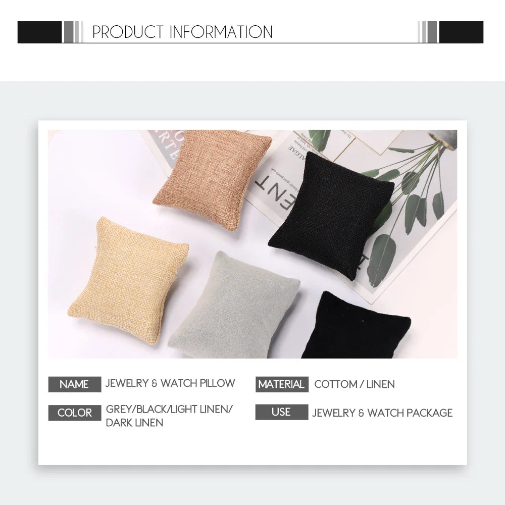5-Color Fabric Jewelry Display Pillow – Beige Black Grey Bracelet & Watch Cushion Holder for Gifts & Wholesale DIY Accessories