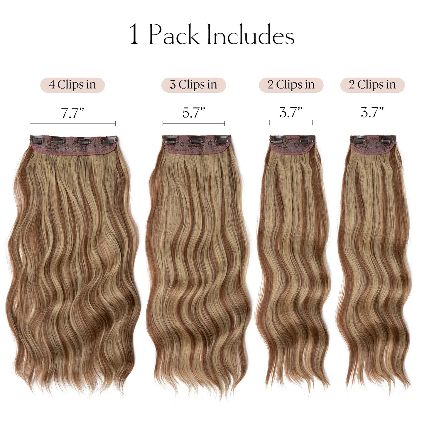 SARLA Synthetic Long Wavy Clip-In Hair Extensions 22" Thick Hairpiece for Women – Brown, Blonde, Black