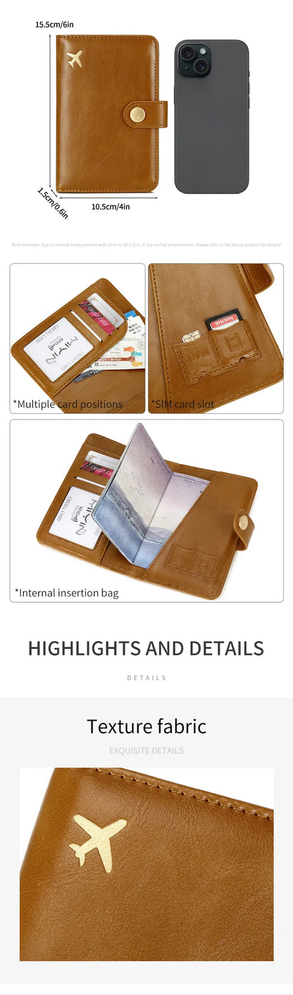 Minimalist RFID Passport Clip Multifunctional PU Leather Wallet – ID & Credit Card Holder Travel Accessory