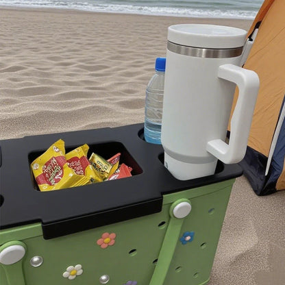 EVA Waterproof Storage Lid Organizer – 5-Compartment Cup & Phone Holder Bag Top Accessory for Camping & Travel Storage