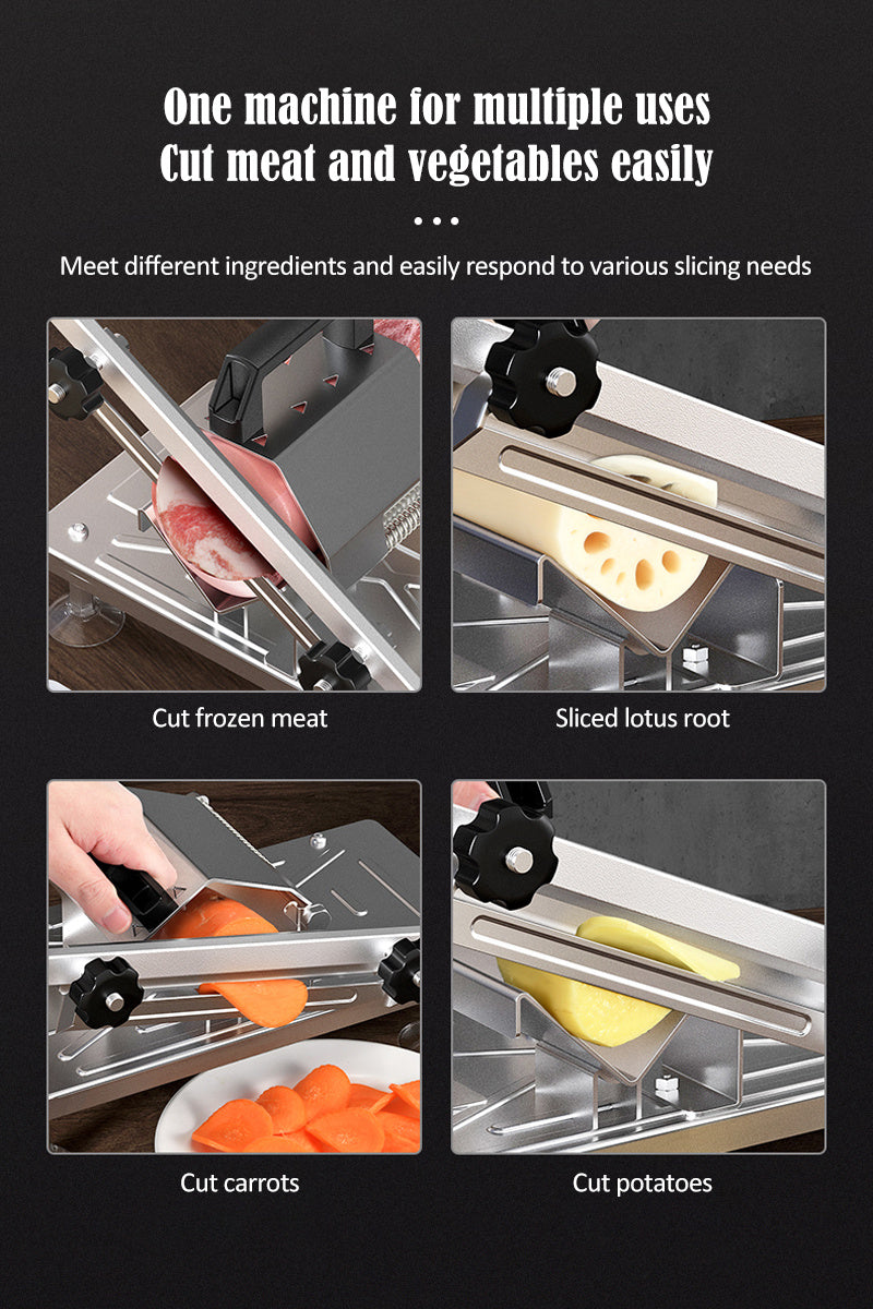 304 Stainless Steel Manual Food Slicer — Frozen Meat, Beef & Mutton Roll Cutter for BBQ & Hot Pot Cooking
