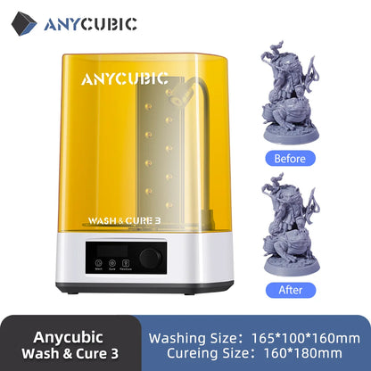 ANYCUBIC Wash & Cure Machine – 3-4L Large Volume for LCD/DLP Resin 3D Printers, Compatible with Photon Mono 2