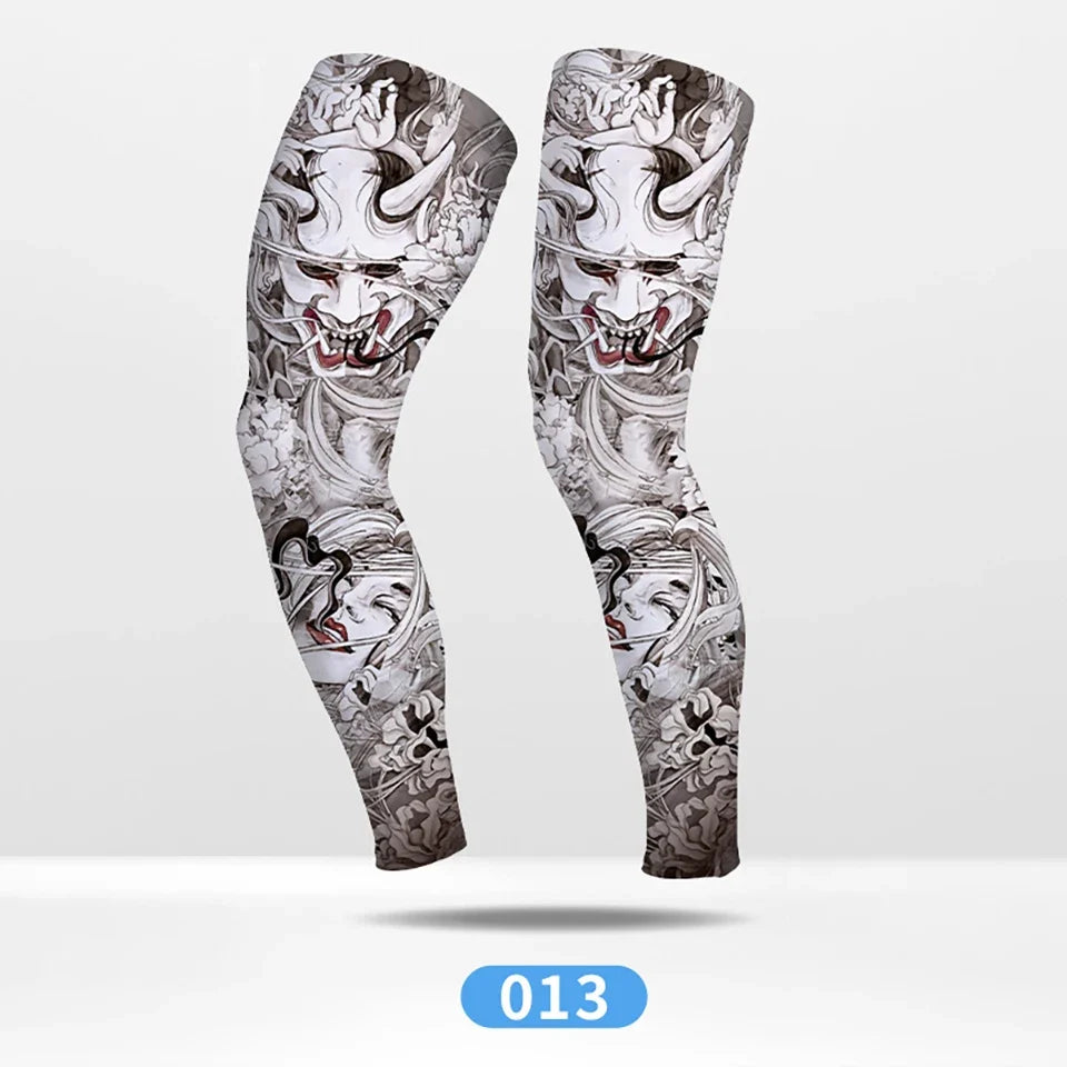 KoKossi Tattoo Print Leg Sleeves - Ice Silk Breathable Non-Slip Compression Sleeves