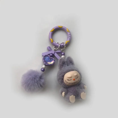 Kawaii Labubu Keychain — 3D Cartoon Doll Pendant for Schoolbag or Car, Trendy Gift for Men & Women