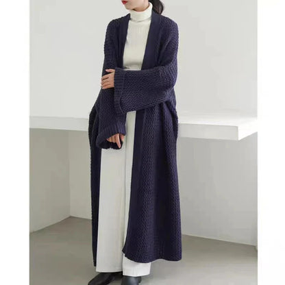 Autumn Winter Women’s Long Knitted Cardigan Sweater – Casual Loose Warm Long Sleeve Coat