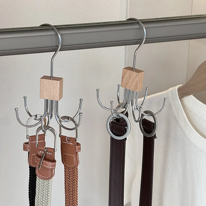 360° Rotating Metal Belt Hanger — Durable Organizer for Belts, Scarves, Bras & Ties, Home & Dorm Storage