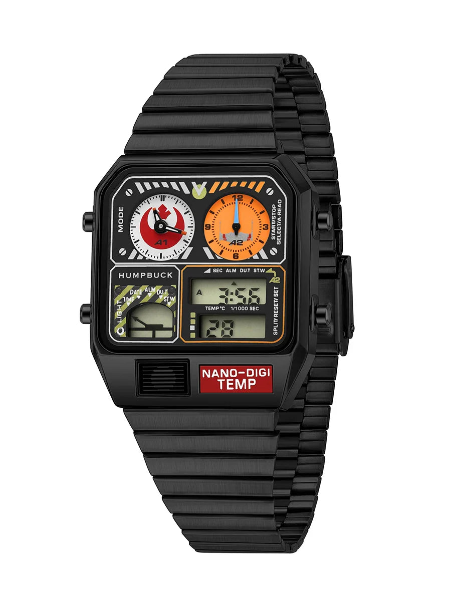 HUMPBUCK Men’s Digital Watch – Multifunctional Classic Wristwatch with Temperature, Stopwatch, Dual Time & Calendar