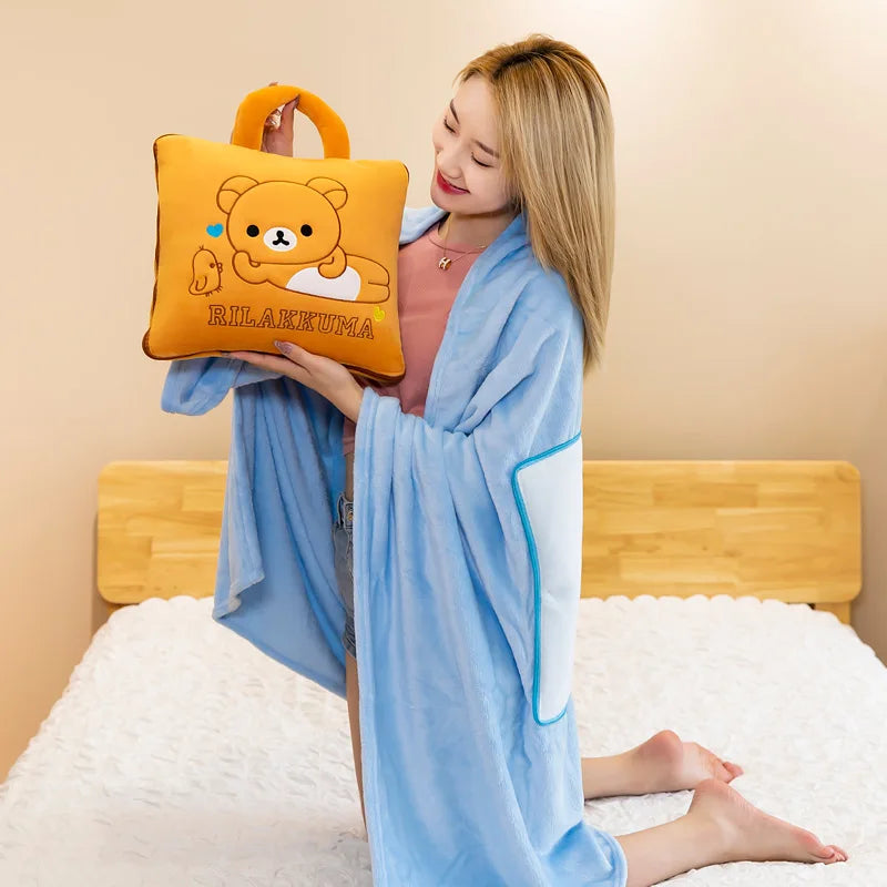 Cute Pillow Quilt - Dual-Use Pillow, Folding Air Conditioning Blanket, Car Interior Cushion Pillow - 3-in-1 Office Nap Cushion Blanket
