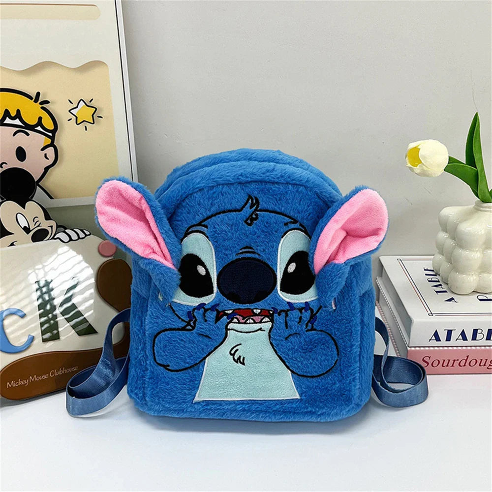 New Disney Plush Backpack – Japanese Blue Stitch Cartoon, Large-Capacity Student & Kindergarten Bag for Kids’ Gifts