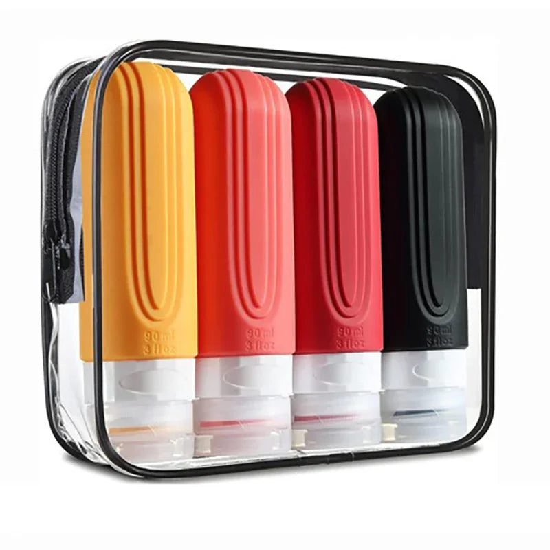 90ml Silicone Travel Bottles Set – Leak-Proof, Refillable Dispenser for Shampoo & Conditioner